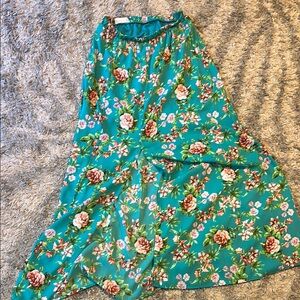 Peach Love California Blue Green Midi A-Line Skirt